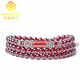 MARDOTG Burgundy Garnet Bracelet Women's Three Circle Crystal Multi- Circle Bracelet Jewelry Gift Girlfriend Collectible Red Corundum Model 3 Circles 5.5mm