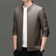 Lilang Lilang Men's Sheepskin Leather Clothing Autumn and Winter New Stand Collar Business Casual Young and Middle-aged Men's Leather Jackets Men's Khaki Plus (Winter Extra) M 170 (100-120Jin Jin is equal to 0.5 kg)