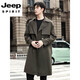 JEEP SPIRIT2025 new style windbreaker men's mid-length over the knee spring and autumn men's coat double-breasted Cthulhu civilian coat trendy black XL