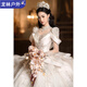 OEMG high-end light luxury wedding dress bride main yarn heavy industry luxury wedding dress 2025 new bride French palace style white floor-length wedding dress 2XL XXL