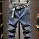 Tangzhi (TZtozvis) Sommerjeans Männer schlanke Stretchhosen vielseitiger lässige, große Hose Männer plus Fetthosen Blau 671 Größe 40 3 Fuß