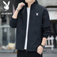 Playboy (PLAYBOY) jacket men's spring and autumn casual trend all-match windproof outdoor sports solid color lapel coffee M
