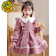 G.duck girls dress autumn and winter 2025 new velvet winter girl red annual dress children princess skirt winter red spring and autumn 90 cm