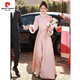 Pierre Cardin Pink Toast Wear Bridal 2025 New Chinese Engagement Dress Thickened Winter Wedding Day Casual Dress Pink 205 S Dress Size is Small Consult Customer Service to Check Size
