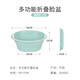 Home KATEI STORY Japanese folding basin large, medium and small three-piece set travel folding basin plastic basin dormitory home student laundry basin folding basin olive green large size 38cm free hook