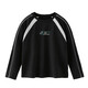 DAVE&BELLA children's t-shirt 2026 new antibacterial boys' bottoming shirt, medium and large children's spring top, little boy's long-sleeved pullover, black, in stock, 110 cm (recommended height 100-110cm)