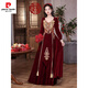 Pierre Cardin (pierre cardin) large size toast dress bride wedding burgundy long-sleeved velvet fat mm new Chinese style homecoming dress engagement dress for women spring burgundy one-size-fits-all private customization non-refundable and non-exchangeable