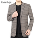 casa-kups2025春秋新款中年男西装商务休闲薄款男装西服格子免烫外套 旗舰官方藏蓝色NF795 S 165(95-105斤)