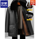 ROMON daddy leather jacket velvet thickening 2026 new middle-aged and elderly men's winter jacket grandpa old man winter leather jacket 228 black removable liner + large fur collar plus velvet 3XL 190/100A (160-180Jin Jin is equal to 0.5 kg)