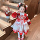 G.duck brand children's clothing Hanfu girls' velvet dress thickened and warm children's winter clothing red princess dress New Year's clothing picture color 110 cm