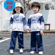 G.duck2025 New National Day Parent-child Clothing Children's Suit Family of Three Sports Suit New Chinese Style Blue Top 90