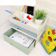Desktop storage box drawer type creative DIY plastic small desktop file organizer miscellaneous cosmetics storage box ordinary double grid - pink + green