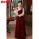 Bajin Tu Toast Wear New Bride Wedding French Red Feeling Beautiful Velvet Engagement Dress Skirt Women Autumn and Winter Burgundy XS