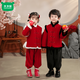 Mumuwu (mumuwu) children's New Year's greetings clothing, Tang suit, winter Hanfu, velvet thickening for boys and girls, baby red festive suit New Year's clothes, white fur top + red pants, velvet 90, suitable for 25Jin Jin is equal to about 0.5 kg