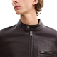 COACH FW25 stand-up collar zipper long-sleeved leather jacket for men brown M