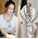New polka dot small long silk scarf for women, versatile spring and autumn thin style neck clavicle neck scarf, ear scarf - white polka dots