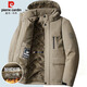 Pierre Cardin cotton coat men's winter velvet thickened warm and cold-proof cotton jacket men's loose workwear cotton coat men's khaki XL