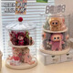 Labubu display box in the shimmer, rotating labubu storage box, transparent plush doll, vinyl doll dust cover, rotating blind box display stand with lift table and cover, ivory white