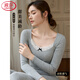 LangSha pure cotton autumn clothes and long trousers suit for women 2026 new winter thin thermal underwear and linen sweater cotton sweater thin pure cotton suit - light gray Class A pure cotton thin bottoming L No x