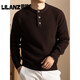 Lilang Autumn and Winter New Middle-aged Men's Heavy Thick Cardigan Fashionable Loose Round Neck Knitted Bottoming Sweater Dark Gray Thickened 3XL (Recommended 165-185Jin Jin equals 0.5kg)