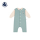 PETIT BATEAU French dinghy children's clothing infant baby long-sleeved cotton jumpsuit A0BKW green/beige 80cm