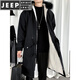 JEEP SPIRIT棉衣男冬季加厚派克服风衣外套情侣马甲中长款棉大衣冬装棉服 黑色 M