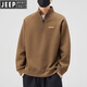 JEEP Jeep half-zip sweatshirt men's velvet thickened loose autumn and winter 2025 new stand-up collar warm bottoming shirt men's 6089m apricot plus velvet 2XL (recommended 155-180Jin Jin equals 0.5 kg)