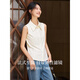 Fanximan apricot commuter sleeveless shirt for women 2026 spring new inner layering shirt lapel vest top A2871 rice apricot XL (recommended 120-130Jin Jin equals 0.5kg)