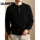 Lilang Autumn and Winter New Middle-aged Men's Heavy Thick Cardigan Fashionable Loose Round Neck Knitted Bottoming Sweater Dark Gray Thickened 3XL (Recommended 165-185Jin Jin equals 0.5kg)