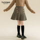 Taoding girls autumn and winter skirt Korean style plaid casual fashion pleated skirt for middle-aged and older children, versatile and trendy skirt, black and white 130
