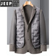 JEEP SPIRIT new double-sided woolen coat men's wool woolen suit casual suit winter velvet thickened short coat gray brown removable down liner M 170 recommended 95-115Jin Jin equals 0.5 kg