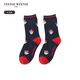 Teenie Weenie Kids 26 new year style boys' casual cute jacquard contrast mid-calf socks dark navy one size L