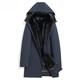 CHEVALPES international first-line brand mid-length new style parka for men with mink whole mink liner fur integrated hooded fur mink navy blue black whole mink + rabbit fur sleeves 3XL 185