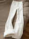 Shelley Jones white velvet bootcut jeans men's winter high-waisted slim-fit pants American high street slim scimitar pants white velvet M recommended 80-100Jin Jin equals 0.5 kg