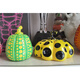 Yayoi Kusama pumpkin ornament sculpture with dense polka dots, yellow skin and black polka dots 10x12cm (not including label)