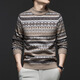 Wirpta high-end brand jacquard pure wool sweater for men spring and autumn new thickened warm sweater retro casual sweater fashion misty camel thickened (ready in stock) M 105