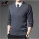 THOM BKDINR Tom brand 100% pure wool sweater men's winter V-neck thickened sweater middle-aged dad outfit with knitted sweater 2017 v-neck (medium gray) light luxury gift box packaging XL (recommended 135-155Jin Jin equals 0.5 kg)