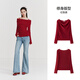Semir Qiji Red Sweater Women's Sexy Swing Collar Waist Top 26 Zodiac Year of the Horse Women's Clothes 109126107001