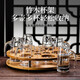 Fantasy white wine glass set, hotel two-liang wine container, one-cup wine set, spirit glass, 6 pots, 6 cups, round stand, 100ml handleless wine container, 10ml Qinglian cup