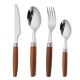 Qiao Bo Lai Korean style ins style spoon 304 stainless steel Western steak knife, fork and spoon Sapele solid wood handle tableware household soup spoon and fork silver knife, fork and spoon 4-piece set