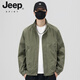 JEEP SPIRIT Men's Jacket Spring and Autumn 2026 New Trendy Brand Stand Collar Loose Casual Men's Top Work Jacket Men's Spring Green L (Recommended 110-130 Jin Jin equals 0.5 kg)