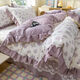 Fantasy French lace knitted double-layer gauze quilt cover three-piece single and double quilt cover princess style floral single and double quilt cover min gray single quilt cover 200x230cm