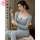LangSha pure cotton autumn clothes and long trousers suit for women 2026 new winter thin thermal underwear and linen sweater cotton sweater thin pure cotton suit - light gray Class A pure cotton thin bottoming L No x