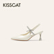 KISSCAT 2026 Spring Fashion Commuting Temperament Pointed Fashion Sandals K76127A-10 Pearl White 33