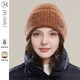 JIUMU wool hat for women in autumn and winter, Korean style, versatile, thickened, warm, ear-protecting, cold-proof woolen hat, knitted plush cold hat, beige, one size fits all (56-60cm)