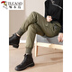 Woodpecker down pants women's winter outer wear 2025 new high-waist Northeast cold-proof footwear workwear snow plus velvet thickened cotton trousers black nine-point white duck. down filling M weight 98-108 Jin Jin equals 0.5 kg