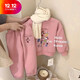 BALA suitable for girls wool sweatshirt suit winter children baby girl thickened sweatpants fashion pink 90cm