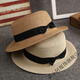 Cha Xiao A Korean version of the straw hat summer British retro flat top fresh hat sunshade beach hat travel trendy summer flat top khaki M (56-58cm)