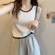 White wide shoulder strap knitted camisole women's summer new design niche French inner top women's white one size