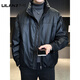 LILANZ Official Men's Leather Down Jacket Winter Thickened 2025 New Fashion Brand Style Stand Collar Short Waterproof White Duck Down Jacket Black - Flagship Model M 100-130Jin Jin is equal to 0.5 kg